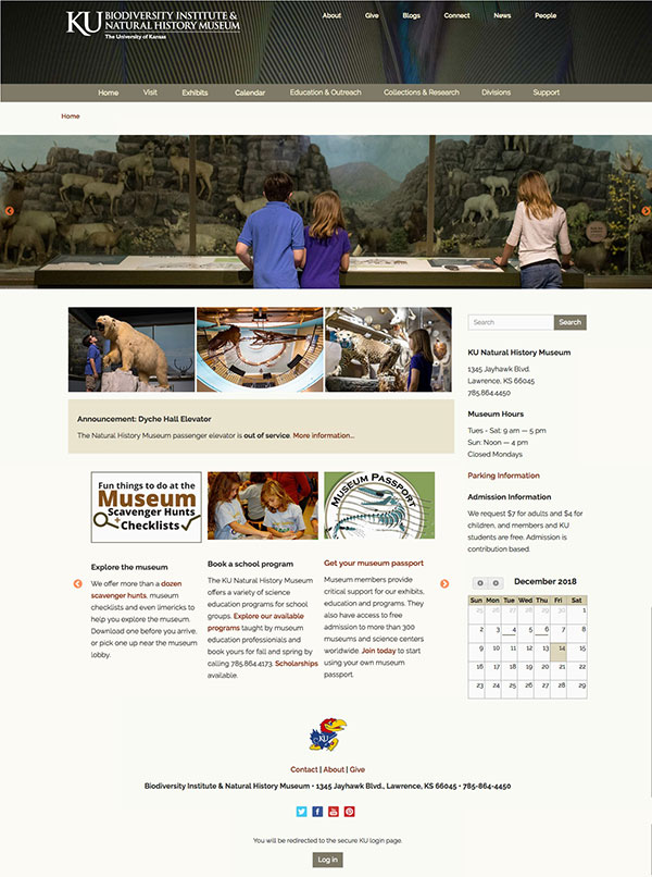 Natural History Museum home page
